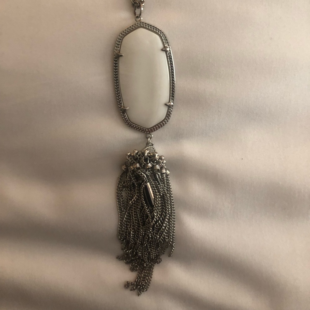 Kendra Scott Long Silver/White Necklace